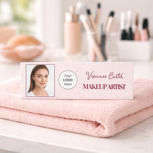Blush Pink Script Logo Photo Makeup Naambadge