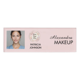 Blush Pink Script Logo Photo Makeup Naambadge