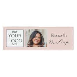Blush Pink Script Logo Photo Makeup Naambadge