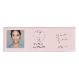 Blush Pink Script Logo Photo Makeup Naambadge