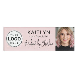 Blush Pink Script Logo Photo Makeup Naambadge