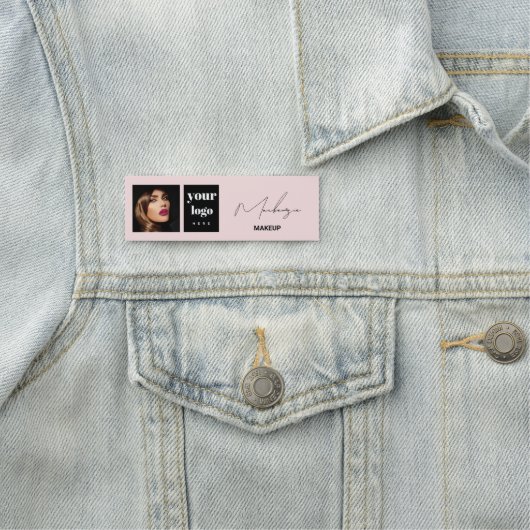 Blush Pink Script Logo Photo Makeup  Naamplaatje (In situ)