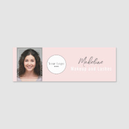 Blush Pink Script Logo Photo Makeup Naamplaatje