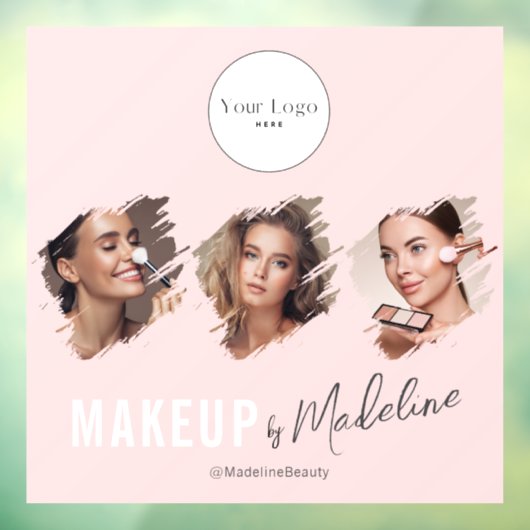Blush Pink Script Logo Photo Makeup Studio Raamsticker (Vel 3)