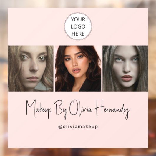 Blush Pink Script Logo Photo Makeup Studio Raamsticker (Vel 2)