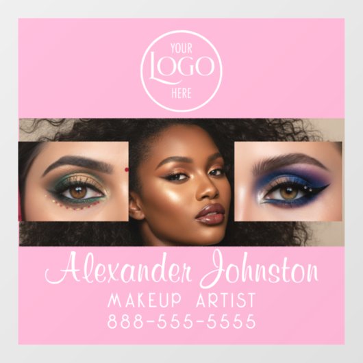 Blush Pink Script Logo Photo Makeup Studio Raamsticker (Vel)
