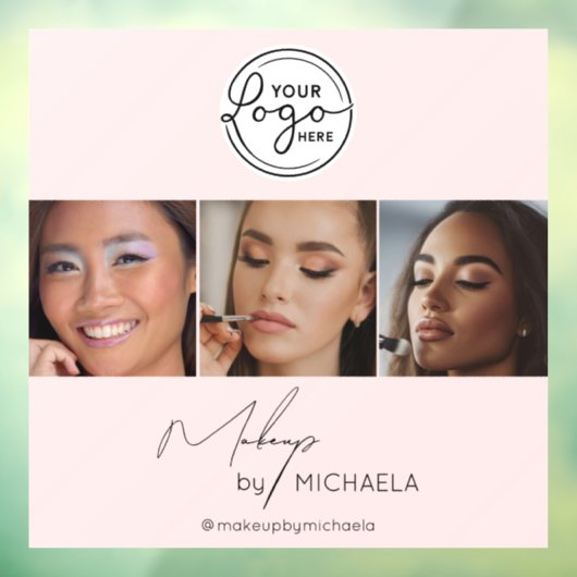 Blush Pink Script Logo Photo Makeup Studio Raamsticker (Vel 3)