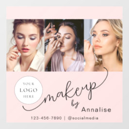 Blush Pink Script Logo Photo Makeup Studio Raamsticker