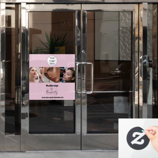 Blush Pink Script Logo Photo Makeup Studio Raamsticker (Kantoordeur)