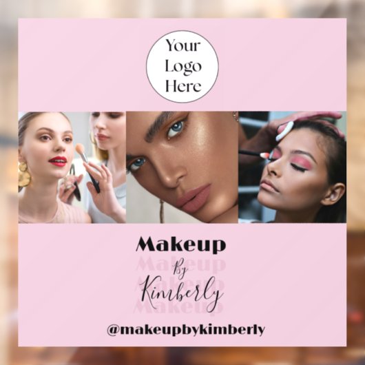 Blush Pink Script Logo Photo Makeup Studio Raamsticker (Vel 2)