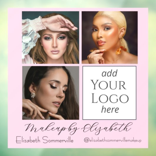 Blush Pink Script Logo Photo Makeup Studio Raamsticker (Vel 3)
