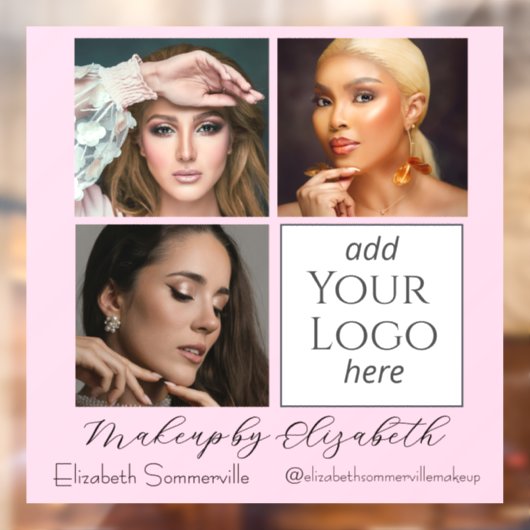 Blush Pink Script Logo Photo Makeup Studio Raamsticker (Vel 2)