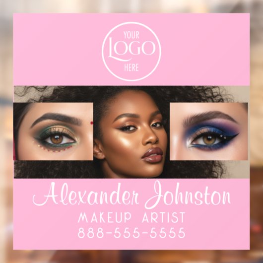 Blush Pink Script Logo Photo Makeup Studio Raamsticker (Vel 2)