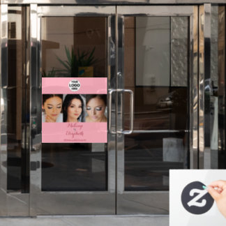 Blush Pink Script Logo Photo Makeup Studio Raamsticker