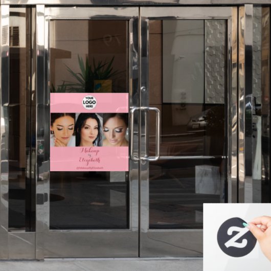 Blush Pink Script Logo Photo Makeup Studio Raamsticker (Kantoordeur)