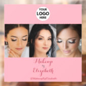 Blush Pink Script Logo Photo Makeup Studio Raamsticker (Vel 2)