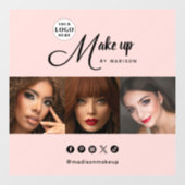 Blush Pink Script Logo Photo Makeup Studio Raamsticker (Vel)