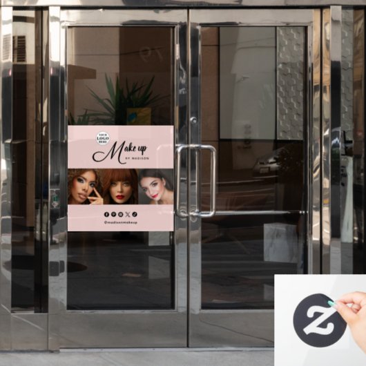 Blush Pink Script Logo Photo Makeup Studio Raamsticker (Kantoordeur)