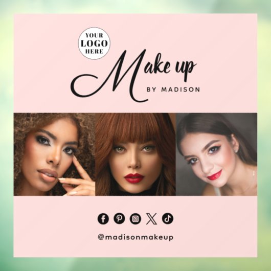 Blush Pink Script Logo Photo Makeup Studio Raamsticker (Vel 3)