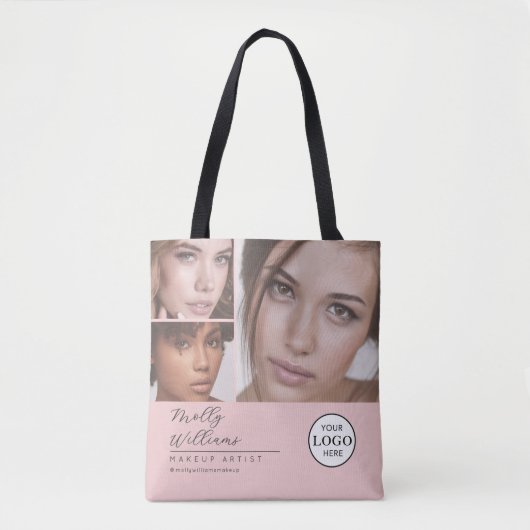 Blush Pink Script Logo Photo Makeup Studio Tote Bag (Voorkant)