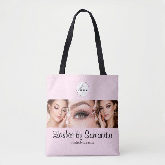 Blush Pink Script Logo Photo Makeup Studio Tote Bag (Voorkant)