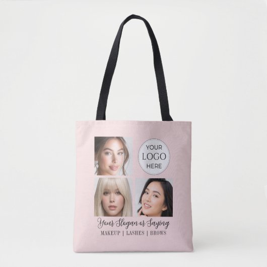 Blush Pink Script Logo Photo Makeup Studio Tote Bag (Voorkant)