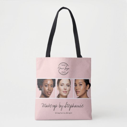 Blush Pink Script Logo Photo Makeup Studio Tote Bag (Voorkant)