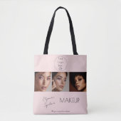 Blush Pink Script Logo Photo Makeup Studio Tote Bag (Voorkant)