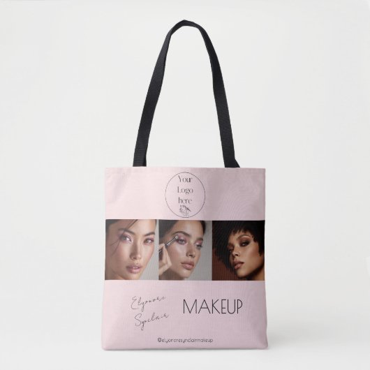 Blush Pink Script Logo Photo Makeup Studio Tote Bag (Voorkant)