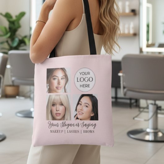 Blush Pink Script Logo Photo Makeup Studio Tote Bag