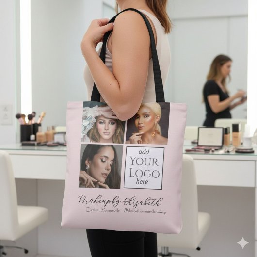 Blush Pink Script Logo Photo Makeup Studio Tote Bag