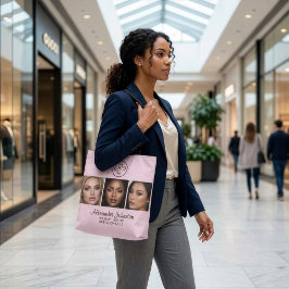 Blush Pink Script Logo Photo Makeup Studio Tote Bag