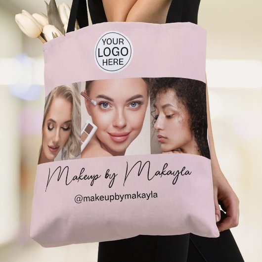 Blush Pink Script Logo Photo Makeup Studio Tote Bag