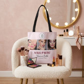 Blush Pink Script Logo Photo Makeup Studio Tote Bag