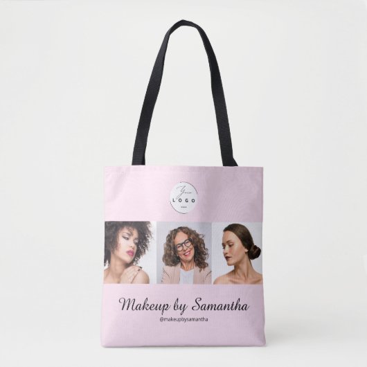 Blush Pink Script Logo Photo Makeup Studio Tote Bag (Voorkant)
