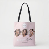 Blush Pink Script Logo Photo Makeup Studio Tote Bag (Voorkant)