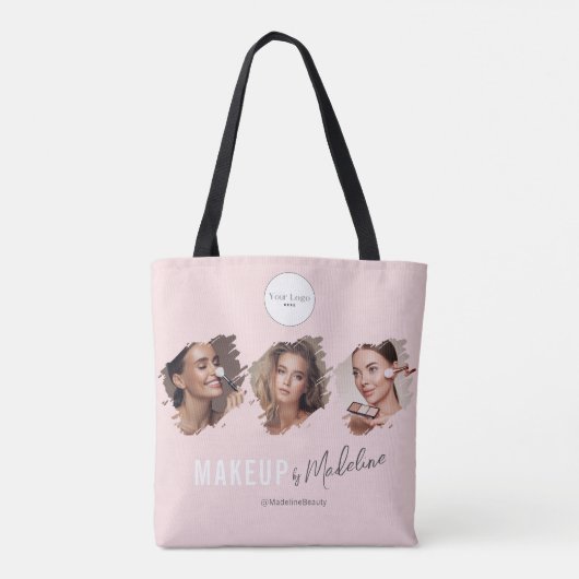 Blush Pink Script Logo Photo Makeup Studio Tote Bag (Achterkant)
