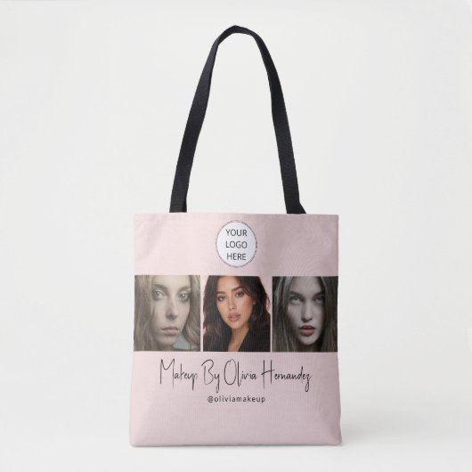 Blush Pink Script Logo Photo Makeup Studio Tote Bag (Voorkant)