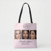 Blush Pink Script Logo Photo Makeup Studio Tote Bag (Voorkant)