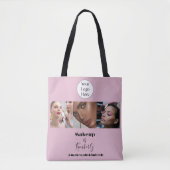 Blush Pink Script Logo Photo Makeup Studio Tote Bag (Voorkant)