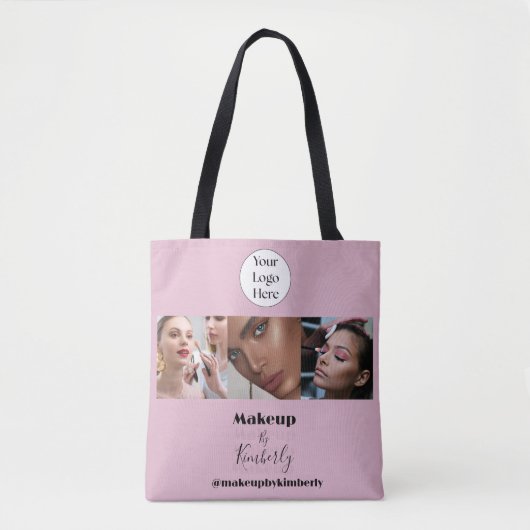 Blush Pink Script Logo Photo Makeup Studio Tote Bag (Voorkant)