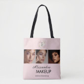 Blush Pink Script Logo Photo Makeup Studio Tote Bag (Voorkant)