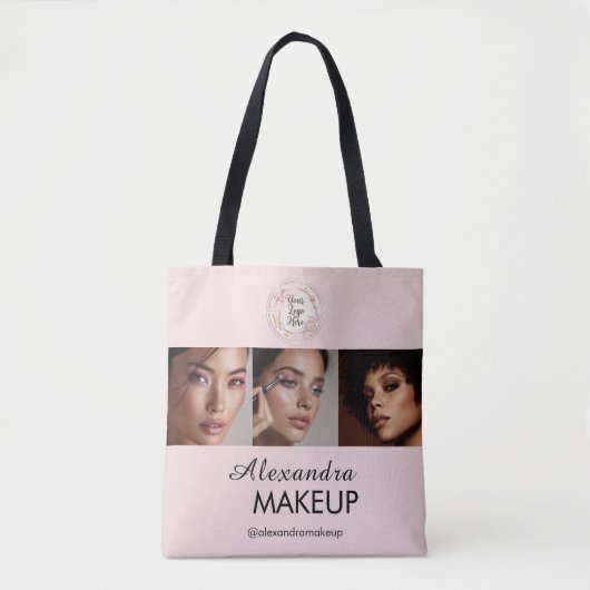 Blush Pink Script Logo Photo Makeup Studio Tote Bag (Voorkant)