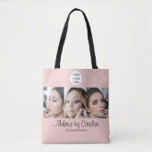 Blush Pink Script Logo Photo Makeup Studio Tote Bag (Voorkant)