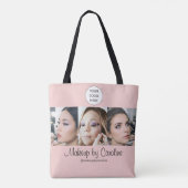 Blush Pink Script Logo Photo Makeup Studio Tote Bag (Achterkant)