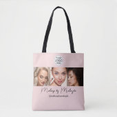Blush Pink Script Logo Photo Makeup Studio Tote Bag (Voorkant)