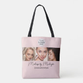 Blush Pink Script Logo Photo Makeup Studio Tote Bag (Achterkant)