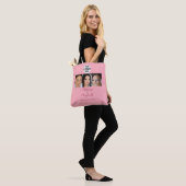 Blush Pink Script Logo Photo Makeup Studio Tote Bag (Op model)