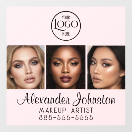 Blush Pink Script Logo Photo Makeup Studio Window Raamsticker (Vel)