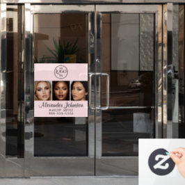 Blush Pink Script Logo Photo Makeup Studio Window Raamsticker